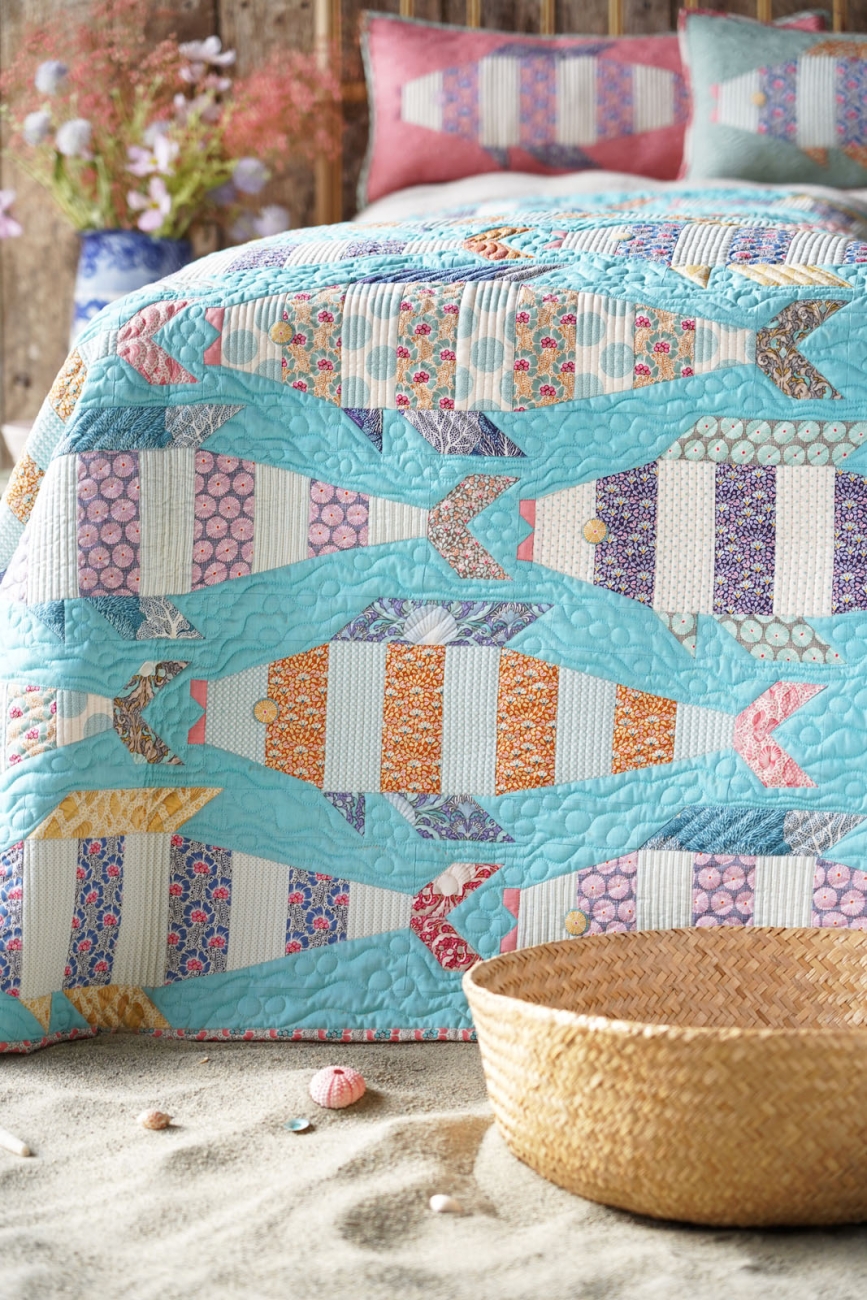 Tilda Patchwork Stoff Baumwolle - Cotton Beach - Beach Shells Blue